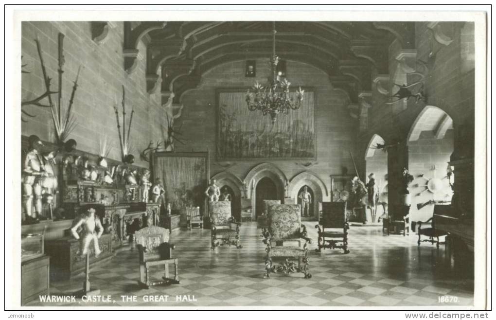 UK, United Kingdom, Warwick Castle, The Great Hall, 1951 Used Real Photo Postcard [P7788] - Warwick