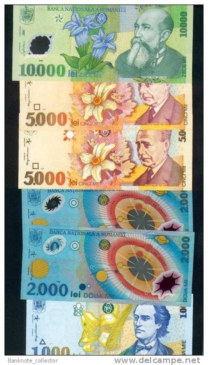 Rumänien Set, 6 Banknoten, 1998 - 2000 - Rumänien