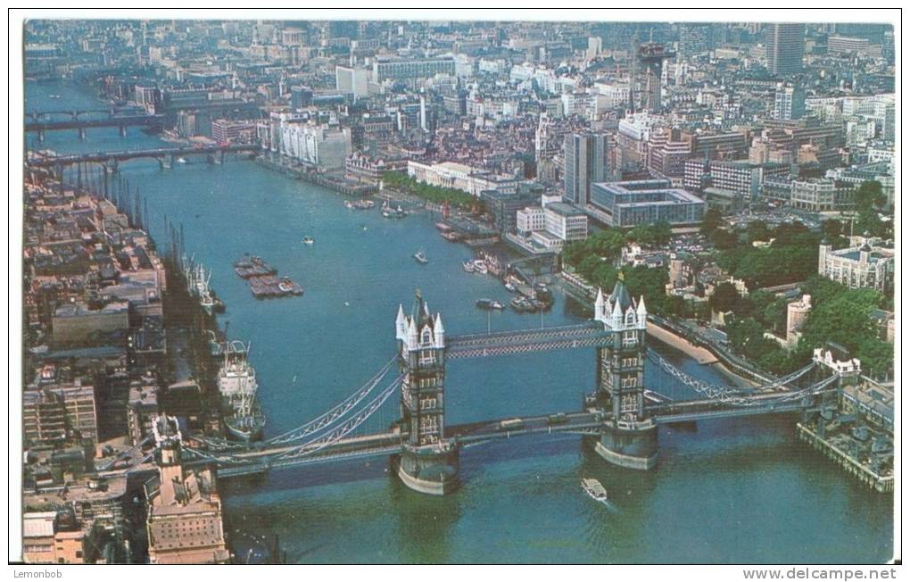 UK, United Kingdom, Aerial View Of Tower Bridge And The City Of London, 1971 Used Postcard [P7799] - River Thames