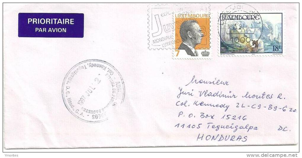 Cover Luxembourg To Honduras 1997 - Covers & Documents