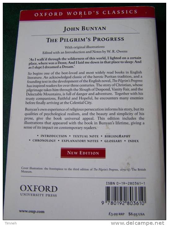 JOHN BUNYAN - THE PILGRIM S PROGRESS - 2003 OXFORD WORLD S CLASSICS - - Other & Unclassified