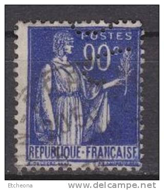 = Type Paix  1937/39  N°368 Outremer  90c. Perforé Oblitéré - Autres & Non Classés