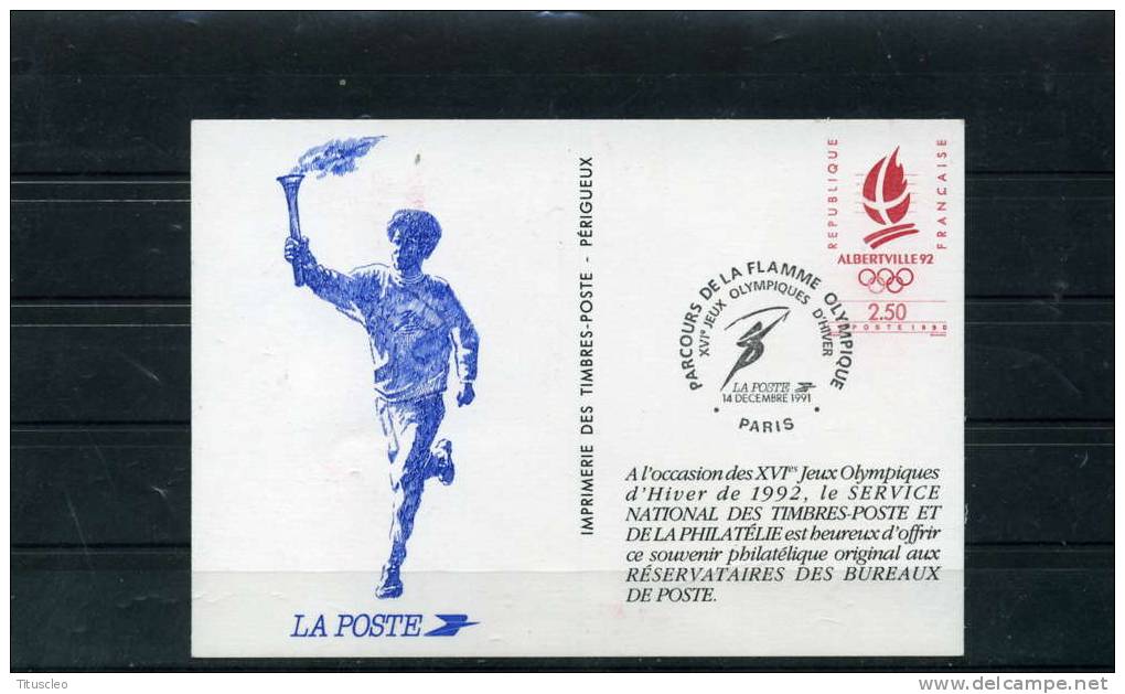 FRANCE Souvenir De La Poste 1991 Parcours De La Flamme Olympique - Pseudo-officiële  Postwaardestukken