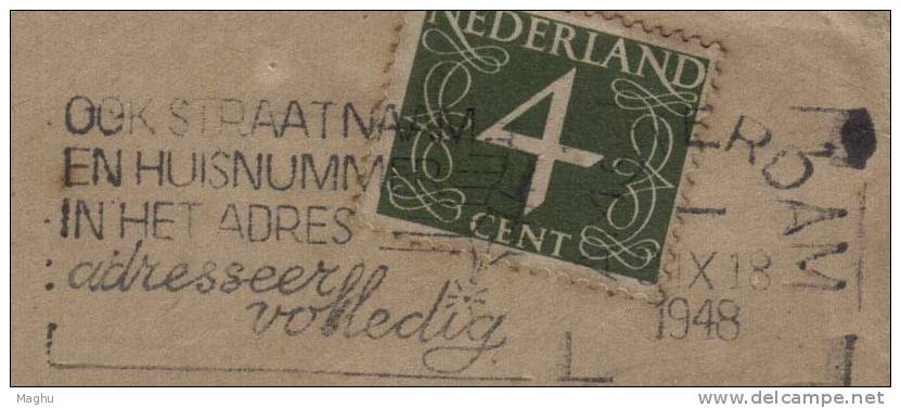 Slogan Cancel, 4 Nos, 2 Varities, Netherlands 1948, On Piece - Covers & Documents