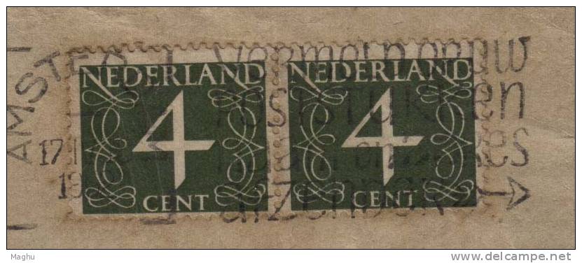 Slogan Cancel, 4 Nos, 2 Varities, Netherlands 1948, On Piece - Brieven En Documenten