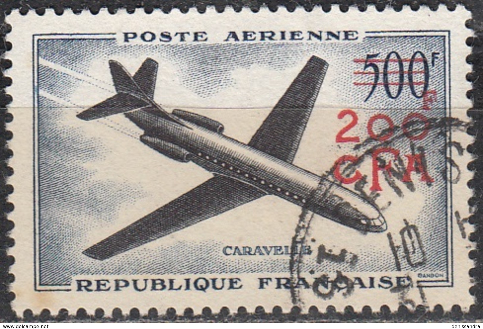 Réunion 1957 Michel 396 O Cote (2005) 8.50 € Caravelle Cachet Rond - Luftpost