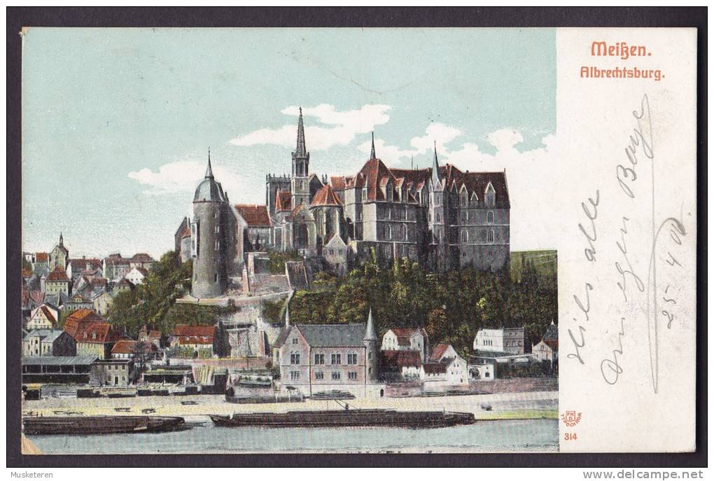 Germany Deutsches Reich PPC Meissen Albrechtsburg Litho. MEISSEN 1906 (2 Scans) - Meissen