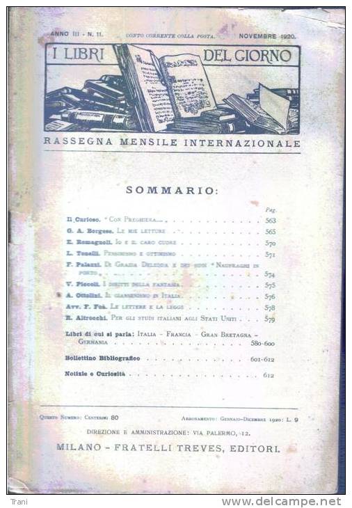 I LIBRI DEL GIORNO - Anno 1920 - Sociedad, Política, Economía