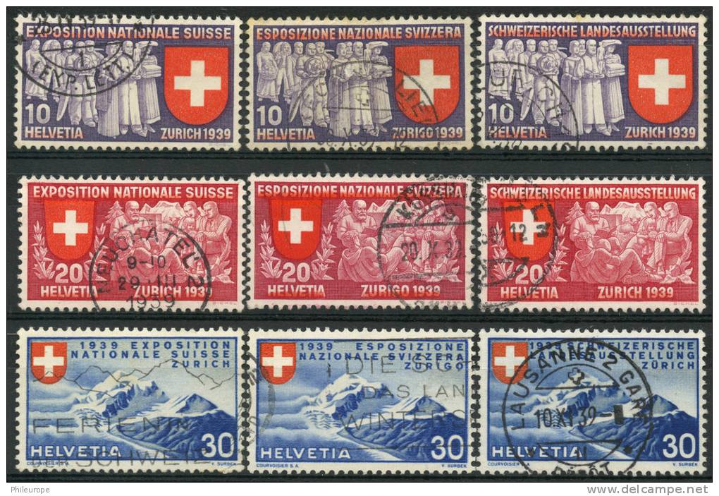 Suisse (1939) N 320 à 328 (o) - Oblitérés