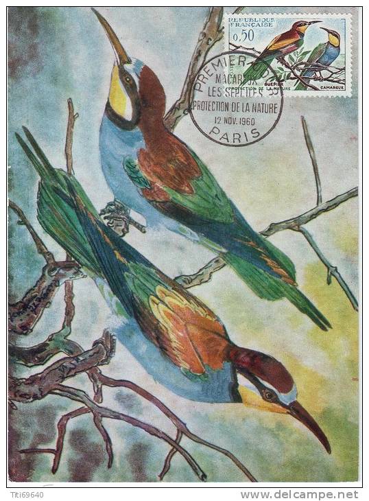 Carte 1er Jour Salon Des Oiseaux Macareux  "Guepiers" 12.11.1960 - 1960-1969