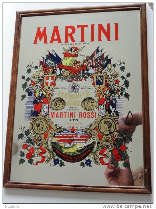 Mirror MARTINI Registered Trade Mark VERMOUTH Imported & Bottled By VINO MARTINI ROSSI LTD LONDON - Espejos