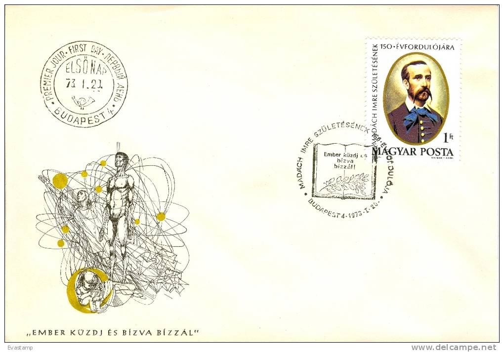 HUNGARY - 1973.FDC - Poet And Dramatist Imre Madách Mi:2833. - FDC