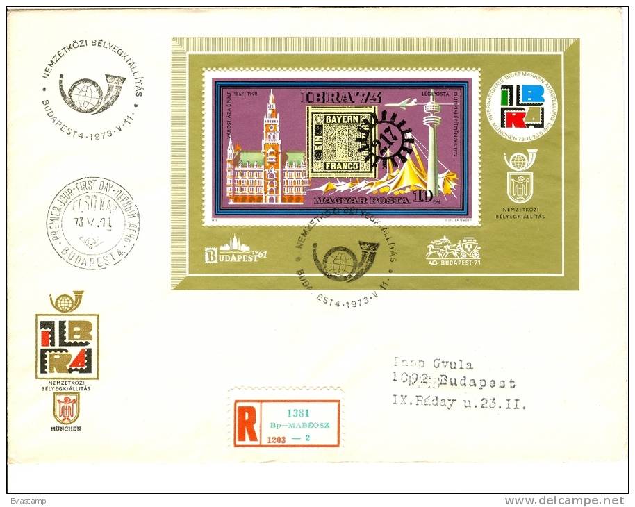 HUNGARY - 1973.FDC Sheet USED - IBRA ´73-Intl.Philatelic Exhibition - Munich And Poznan MI:Bl.97. - FDC