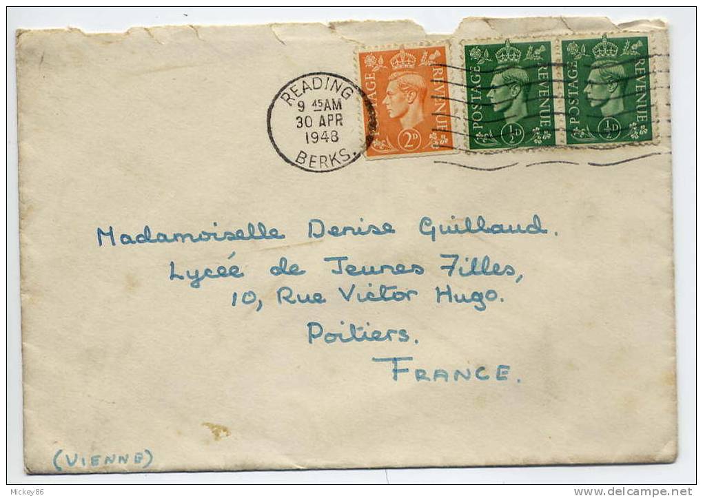 Grande-Bretagne--1948--Lettre De READING Pour POITIERS (France)--joli Cachet - Lettres & Documents