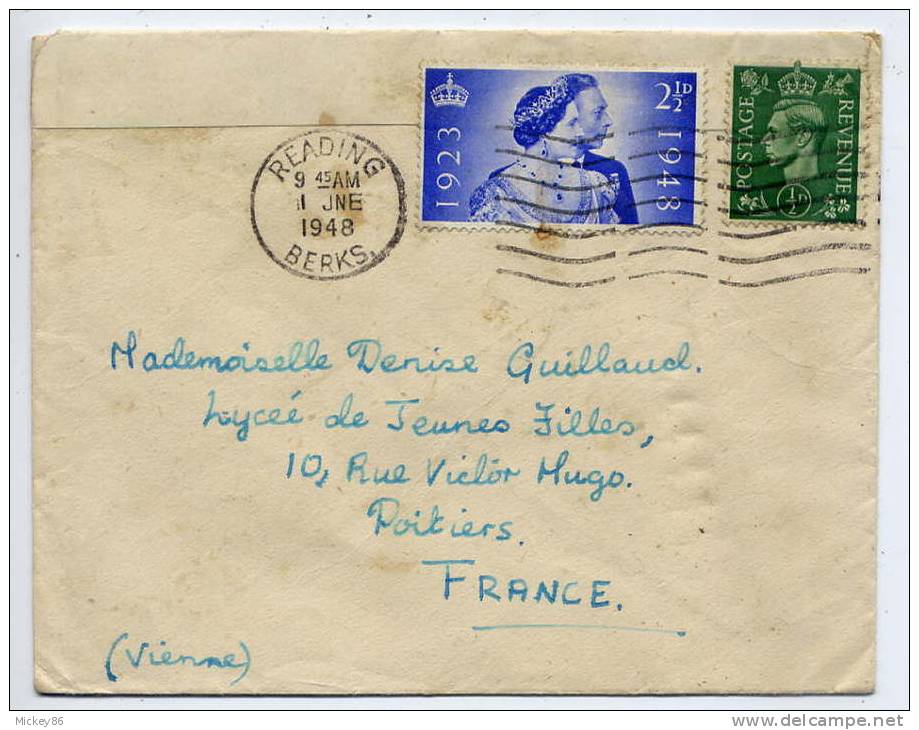 Grande-Bretagne--1948--Lettre  De READING Pour POITIERS (France)--joli Cachet ------------------------------------------ - Lettres & Documents