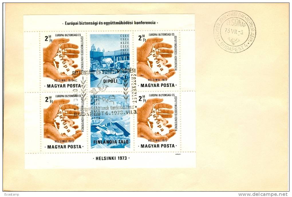HUNGARY - 1973.FDC Sheet - Conference For European Security And Cooperation,Helsinki II. Mi:Bl.99 - FDC