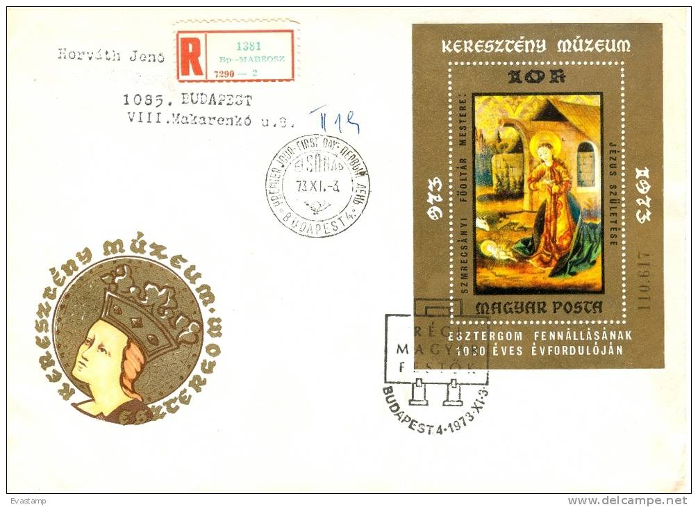 HUNGARY - 1973.FDC Sheet USED - Paintings From Christian Museum,Esztergom Mi:Bl.102 - FDC