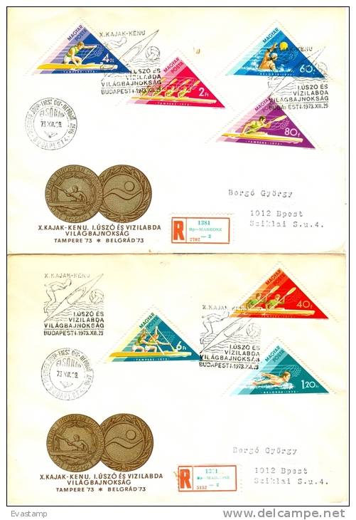 HUNGARY - 1973.FDC Set USED - Hungarian Victories In Water Sports At Tampere, Belgrade Mi:2919-2925 - FDC