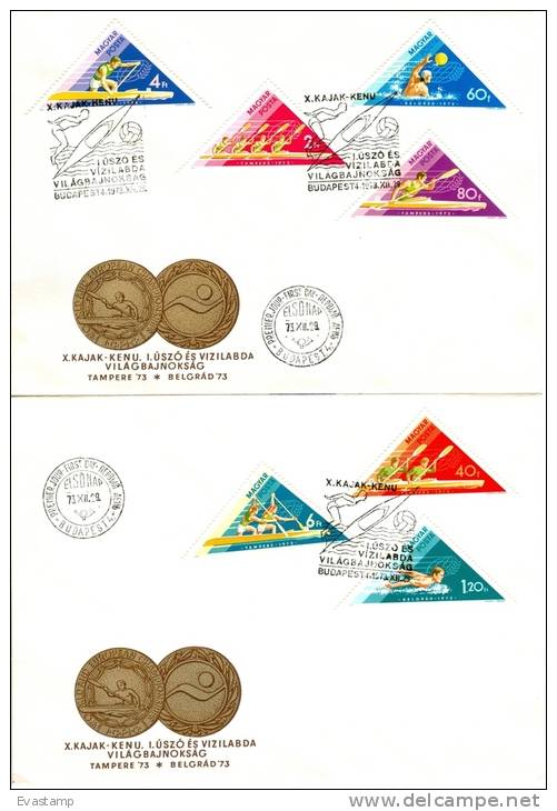 HUNGARY - 1973.FDC Set I.- Hungarian Victories In Water Sports At Tampere,Belgrade II. Mi:2919-2925 - FDC