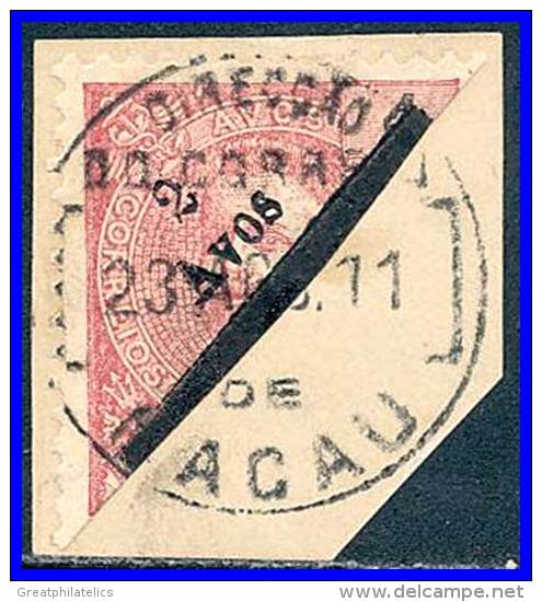 MACAO 1911  HALF OF A STAMP USED TIED TO PIECE SC#159 VF USED Sc#32.50 - Used Stamps