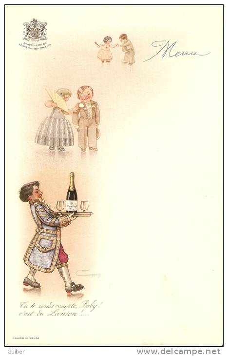 Menu Vierge Dessin De Coppens Année 1930 Pas De Pliure Pub.champagne Lanson TB - Menus