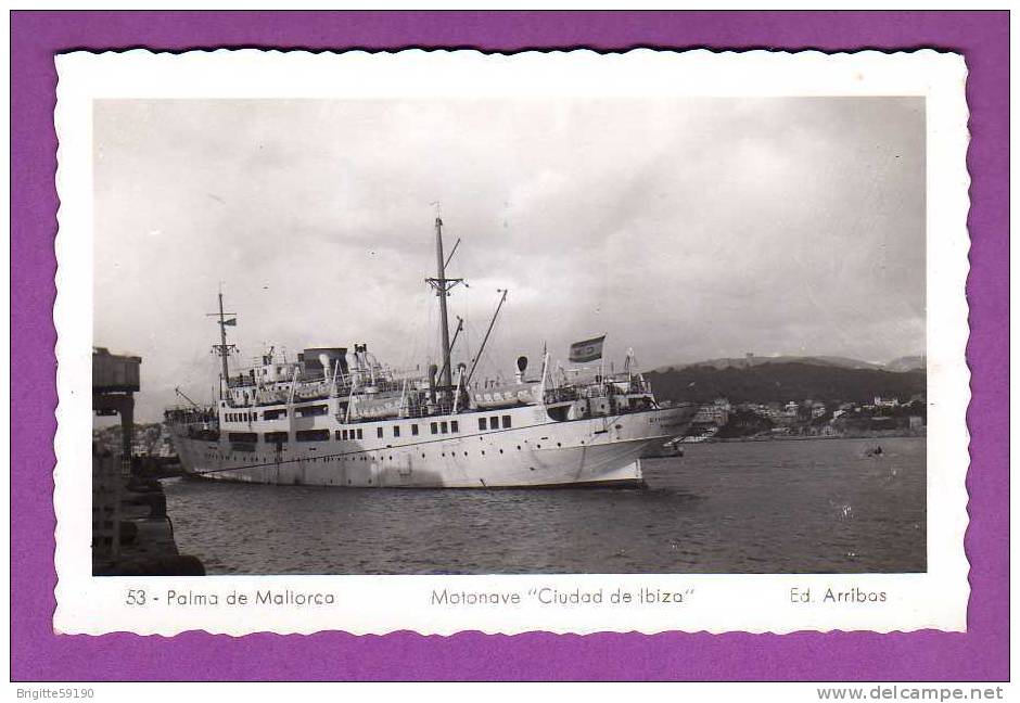 CARTE POSTALE - BATEAU / PAQUEBOT  MOTONAVE CIUDAD DE IBIZA / MAJORQUE /  BALEARES - Dampfer