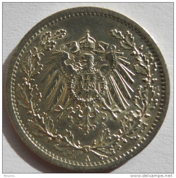 Allemagne Germany Deutschland 1/2 Mark 1909 A UNC Km 17 - 50 Pfennig