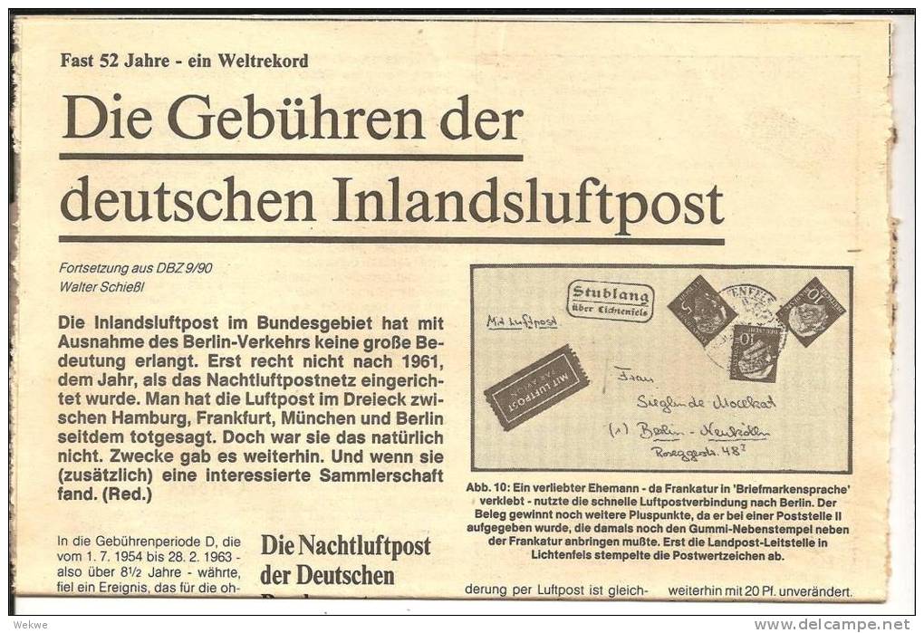 BRD Luftpostgebühren Im Inland (3 Blätter) - Posttarieven