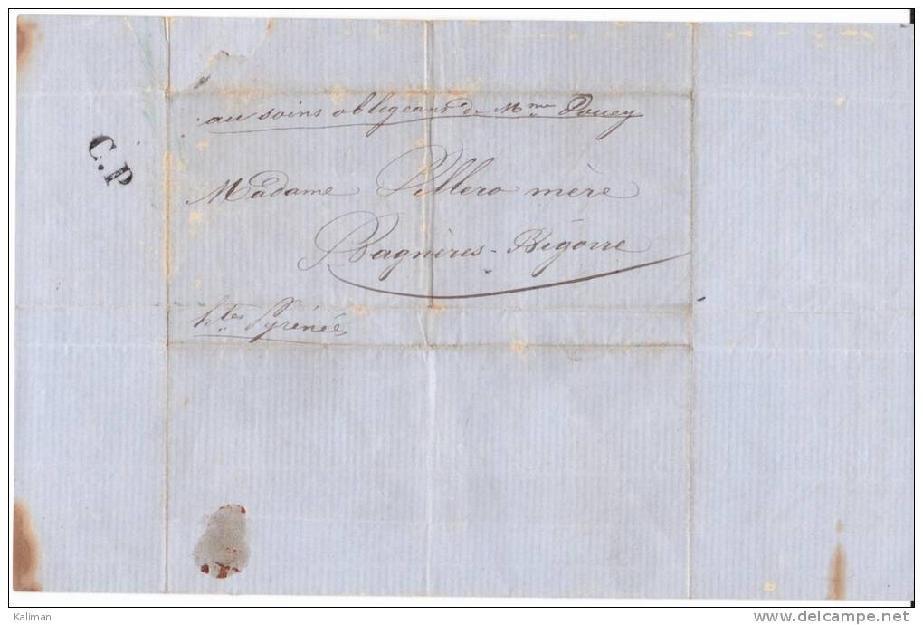 France - Marque Postale C.P - Pour Bgneres De Bigorre Depuis Bordeaux - Date A Déchiffrer - 1801-1848: Precursores XIX