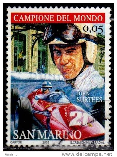 PIA - SAN  MARINO  -  2005 : La  Ferrari  -  John Surtees -  (SAS  2027) - Oblitérés