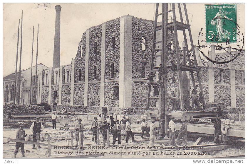 Cpa-10-Nogent Sur Seine-construction De La Nouvelle Malterie, Fichage Des Pieux...edit Birrer - Nogent-sur-Seine