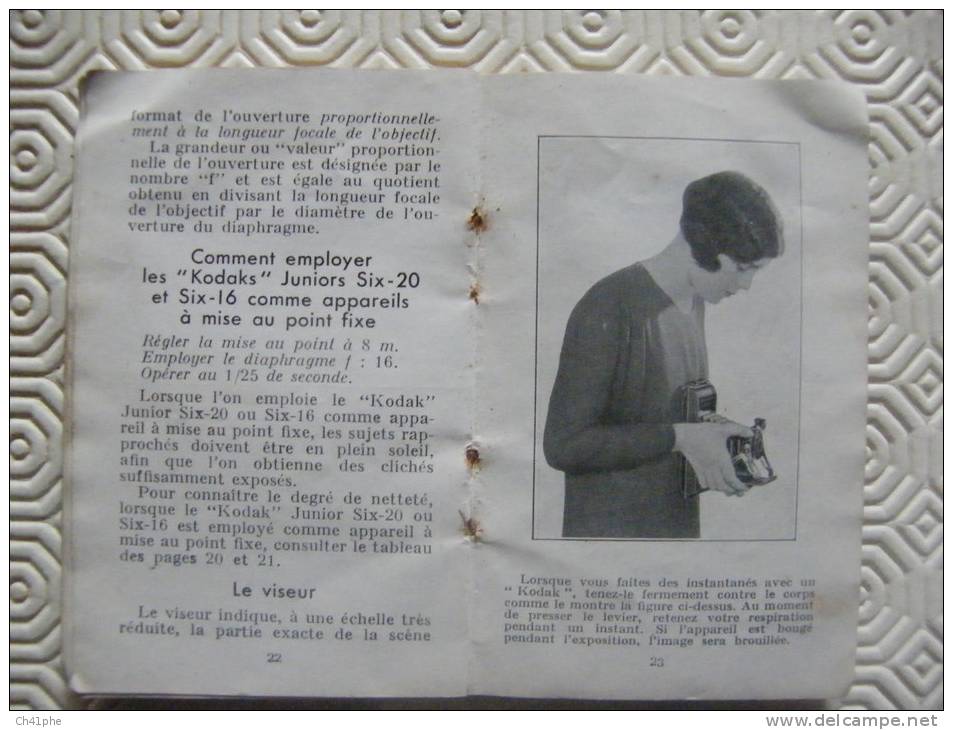 MANUEL DES APPAREILS PHOTO KODAKS JUNIOR SIX 20 ET SIX 16 VERS 1930 ENVIRONS - Materiaal En Toebehoren
