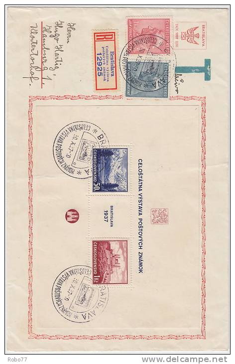 1937 Czechoslovakia Multifranked Cover From Bratislava To Hamburg. Rare! (A06005) - Brieven En Documenten