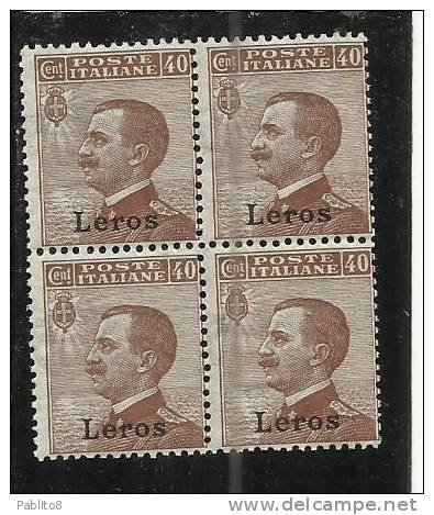 LERO 1912 40 C MNH QUARTINA - Aegean (Lero)