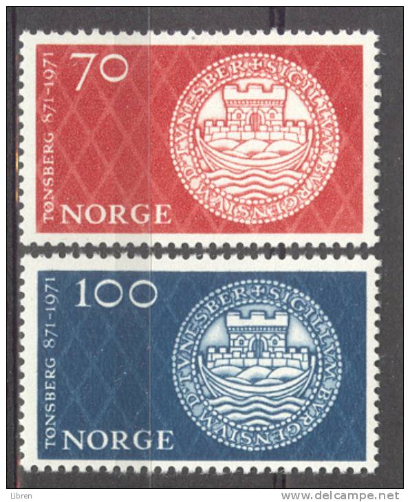 NORWAY 1971 YV 575-576 1100th ANNI CITY OF TONSBERG. MNH, POSTFRIS, NEUF**.  VERY FINE QUALITY. - Nuevos