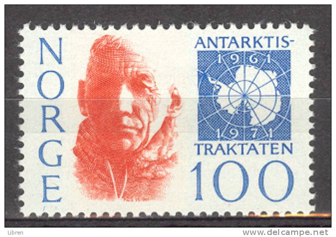 NORWAY 1971 YV 585 ANTARCTIC TREATY. MNH, POSTFRIS, NEUF**.  VERY FINE QUALITY. - Unused Stamps