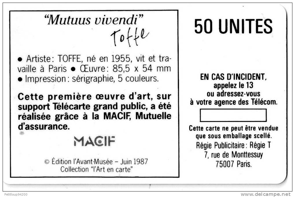 TELECARTE 50 UNITES  MACIF-Toffe  (F5) - 1987