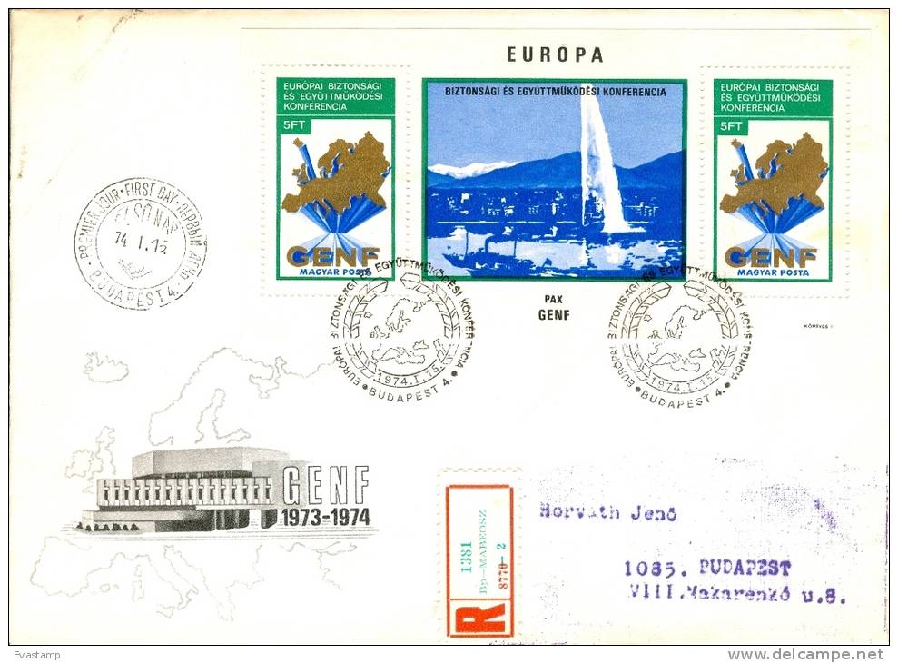 HUNGARY - 1974.FDC Sheet - European Peace Conference ,Geneva(Ship) Mi:Bl.103 - FDC