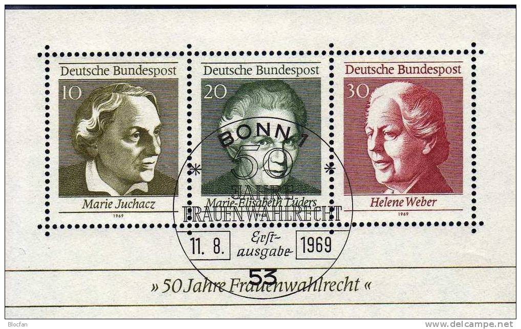 50 Jahre Frauen Wahlrecht 1969 Frauenrechtlerin BRD Block 5 O 1€ Lüders Weber Juchacz Woman Bloc Sheet From Germany - Fête Des Mères