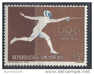 1960 SAN MARINO OLIMPIADI DI ROMA SCHERMA 5 LIRE MNH ** - RR9322 - Nuovi