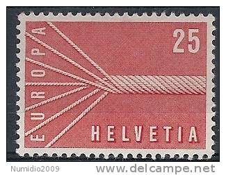 1957 EUROPA SVIZZERA 25 C MH * - 1957