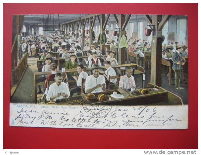 - Florida > Tampa ---Interior Of Workers In Cigar Factory Made By Tuck  1906 Cancel ===  ===   =ref 328 - Tampa