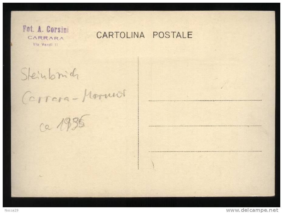 CARRARA 1935 FOTOCARTOLINA. CARICO DEL MARMO. FOTOGRAFO CORSINI. - Carrara