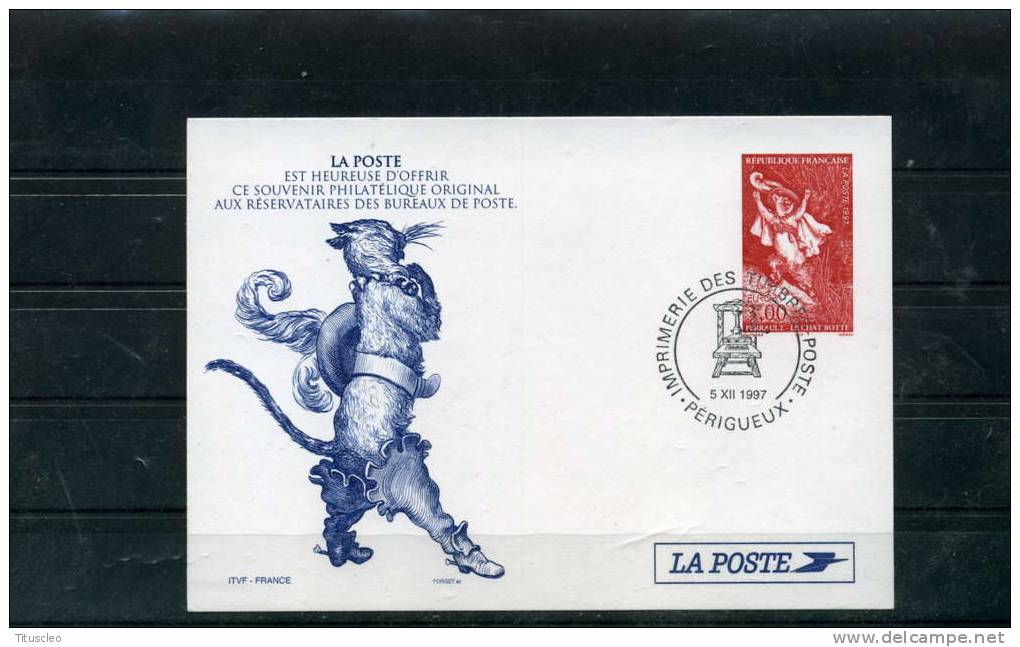 FRANCE Souvenir De La Poste 1997 1989 Le Chat Botté° - Official Stationery