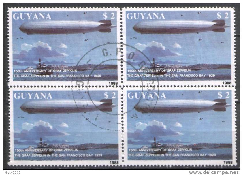 Guyana - Mi-Nr 2486 Viererblock Gestempelt / Bloc Of Four Used (A707) - Zeppelins