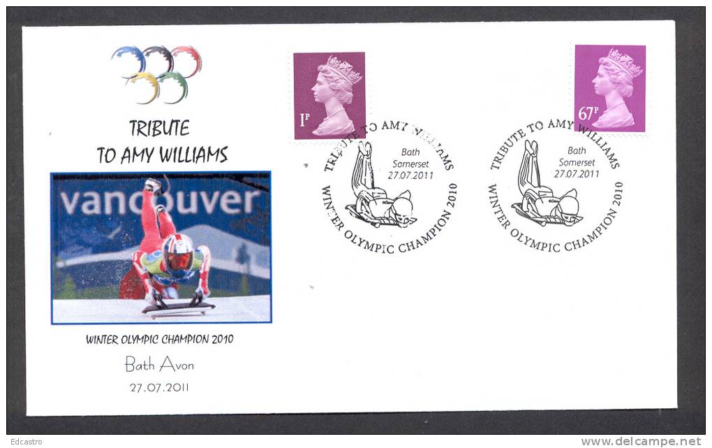 GREAT BRITAIN - GRANDE-BRETAGNE 2011. SPECIAL POSTMARK. TRIBUTE TO AMY WILLIAMS. WINTER OLYMPIC CHAMPION 2010 - Invierno 2010: Vancouver