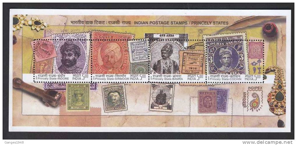 2010 Bloc M/S Indian Princely States  Holkar Bamra Indore Cochin Sirmour # 18777 S  India Indien Inde - Neufs