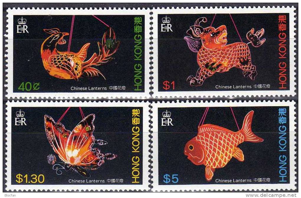 Chinesische Kultur 1984 Hongkong 431/4 ** 20€ Lampions Von China Fisch Phönix Einhorn Butterfly Set Of HONG KONG - Neufs