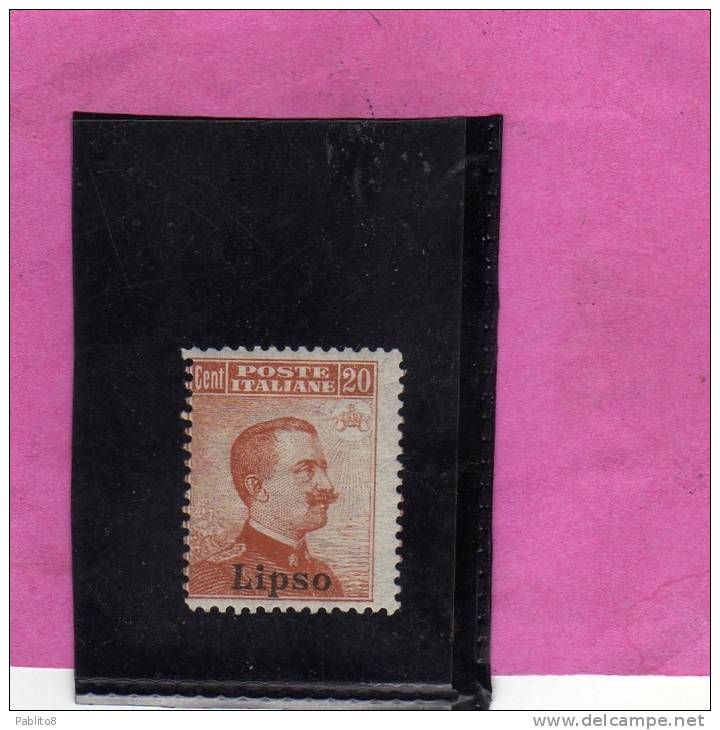 COLONIE ITALIANE EGEO 1917 LIPSO SOPRASTAMPATO D´ITALIA ITALY OVERPRINTED CENT 15 SENZA FILIGRANA UNWATERMARK MNH - Egée (Lipso)