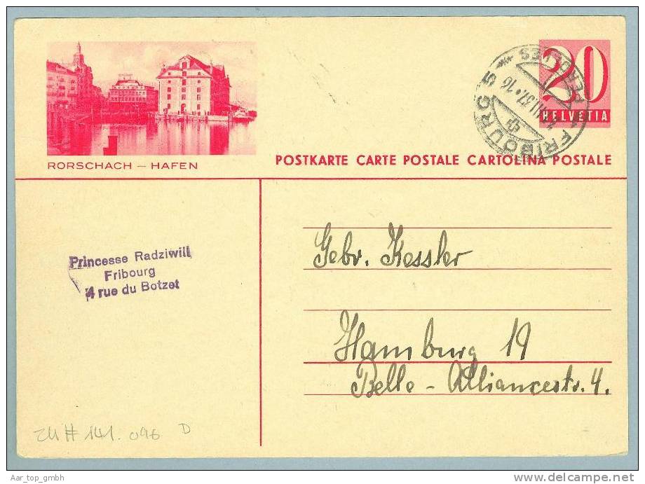 Schweiz Bildpostkarte 20Rp. Zu#141.096D Gestempelt Fribourg 1927-03-31 RORSCHACH-HAFEN - Entiers Postaux